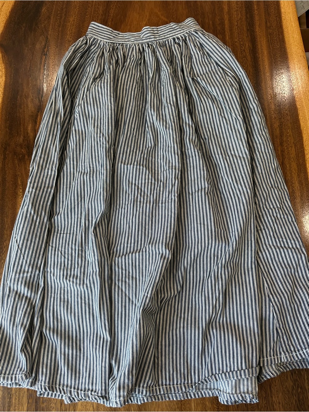 Japan BEAMS BOY Navy White Workstripe Circular Skirt Chambray Casual One Size